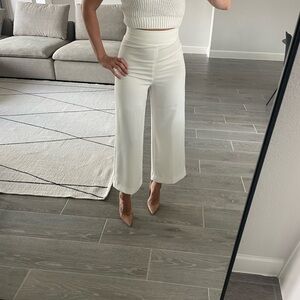 Zara White Cropped Jumpsuit with Wide Leg Design
